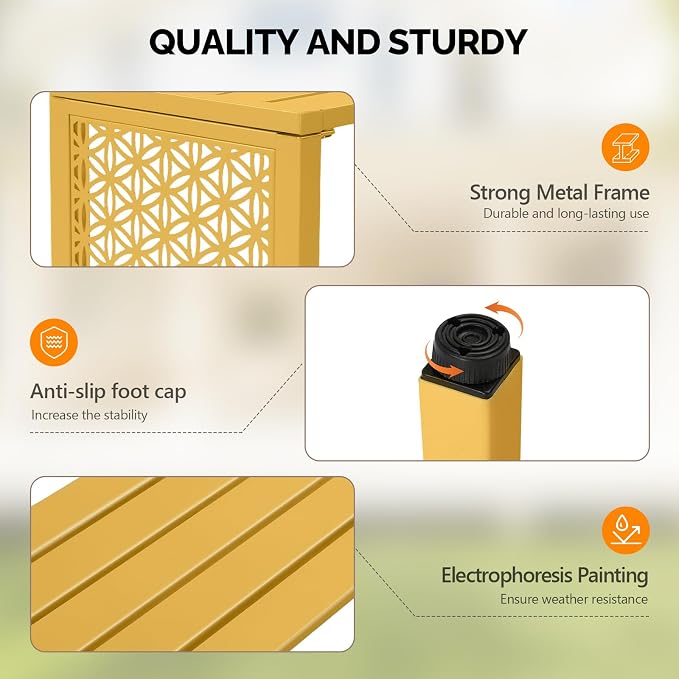 VINGLI 40in Outdoor Metal Bench, All-Weathe Backless Patio Bench - Image 5