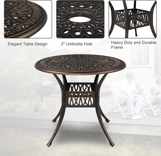 VINGLI 5 Pieces Outdoor Patio Dining Set, Cast Aluminium Patio Furniture Set - Image 5