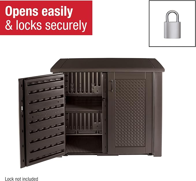 Rubbermaid Decorative Outdoor Storage Cabinet, Weather Resistant, Organization - Image 6