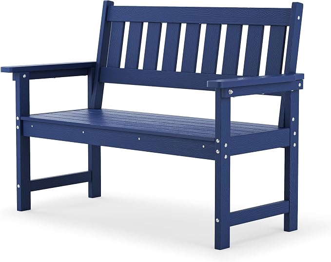 LUE BONA Outdoor Bench, 2-Person HDPS Garden Bench, Outdoor Benches Weatherproof - Image 7