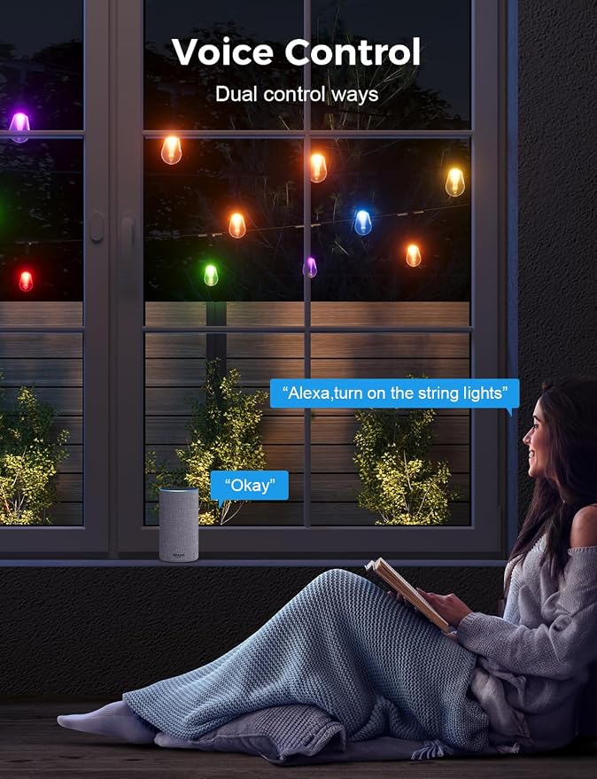 XMCOSY+ Smart Outdoor String Lights, 98Ft Patio Lights Waterproof, App Control - Image 5