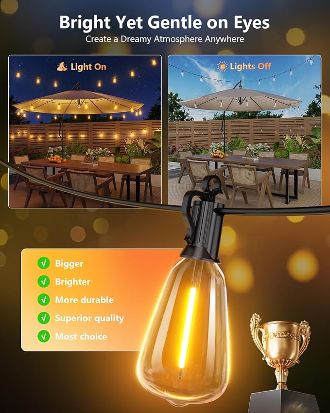 Brightown 202FT Solar String Lights Outdoor Waterproof - Image 2