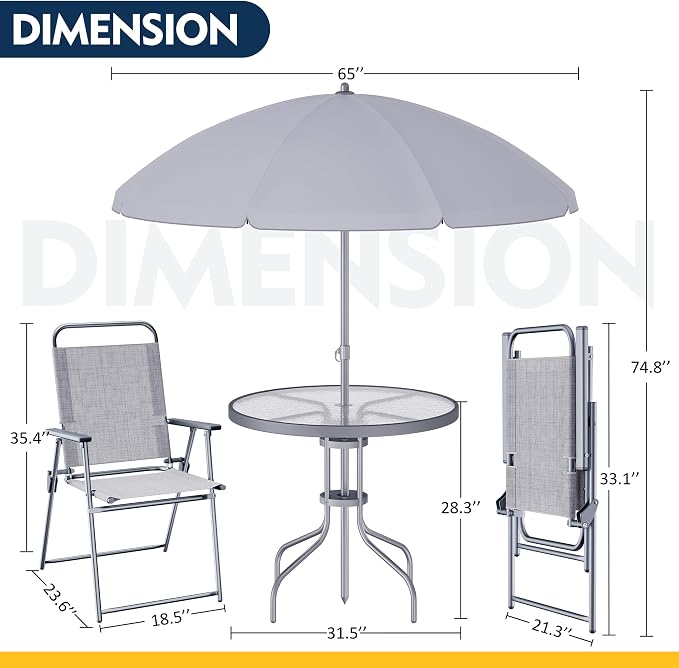 Shintenchi 6 Piece Patio Dining Set - Image 6