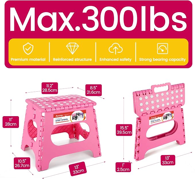 ACSTEP Folding Step Stool for Adults-11 Height Lightweight Plastic Stepping - Image 4