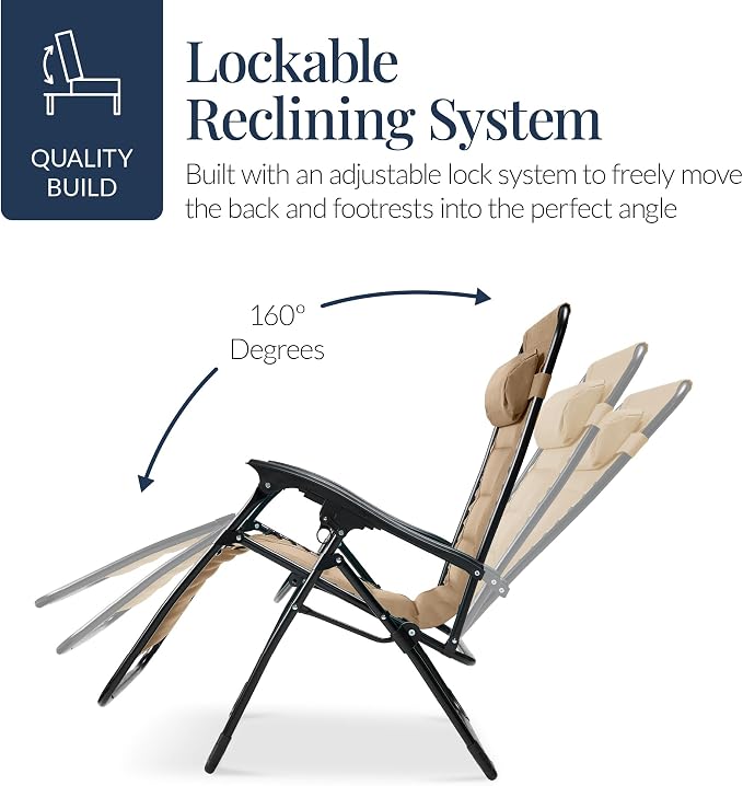 Best Choice Products Oversized Padded Zero Gravity Chair, Folding Outdoor Patio - Image 7