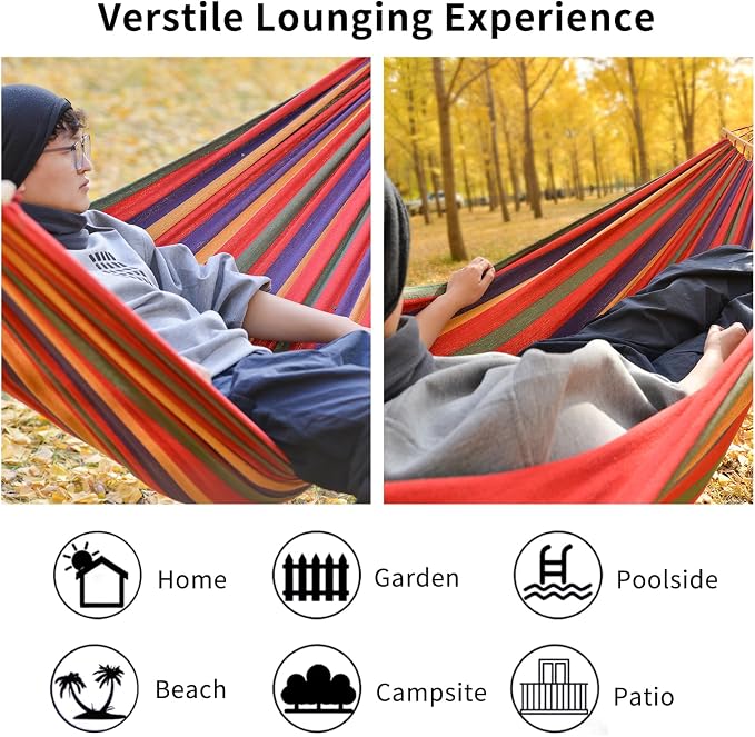 Hammock, Cotton Canvas Hammock Portable Camping Hammock - Image 4