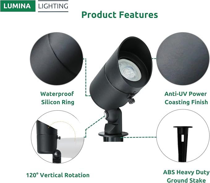 Lumina Lighting® 5W Landscape Lighting 12V Landscape Lights Low Voltage - Image 4