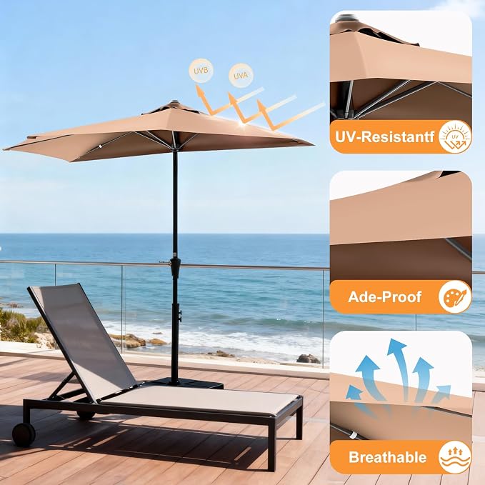 OLIXIS Half 9Ft Umbrella Outdoor Patio, Scalloped Patio Umbrella - Image 5