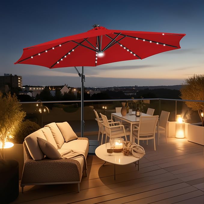 Solar Offset Patio Umbrella - 10 ft Solar Cantilever Umbrella Outdoor - Image 8