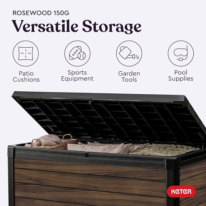 Keter Signature Collection 150 Gallon Resin Deck Box Organization and Storage - Image 6