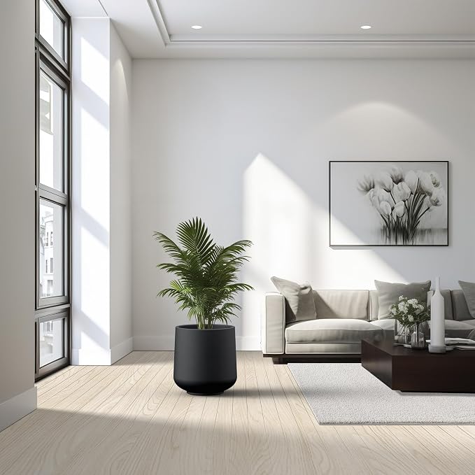 Kante 15.3" Dia Round Concrete Planter, Outdoor Indoor Large Plant Pots - Image 3