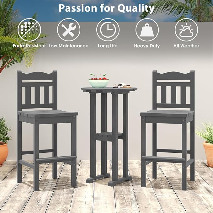 Sundale Outdoor 39 Inches Height Adirondack Bar Table, Patio HDPE Pub Height - Image 5