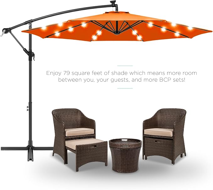 Best Choice Products 10ft Solar LED Offset Cantilever Hanging Market Patio - Image 2