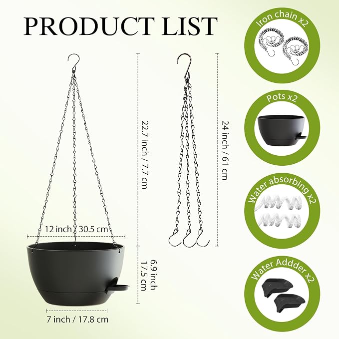 12 Inch Hanging Baskets 2 PC - Image 2