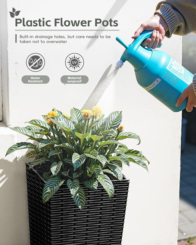Greesum Set of 2 Tall Plastic Planters - Image 2