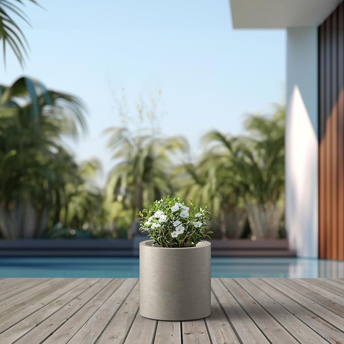 Kante 12.6" Dia Round Concrete Planter, Modern Style Large Cylindrical Plant Pot - Image 5