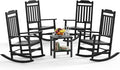 5 Piece Outdoor Rocking Bistro Set, Rocking Chairs Outdoor Furniture, Resin by GYMHILL