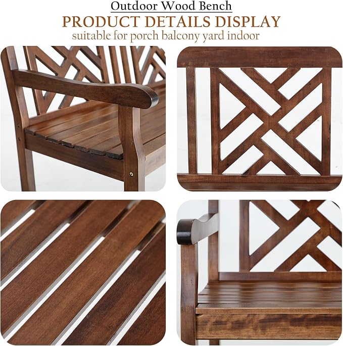 Sophia & William Outdoor Bench Garden Bench Wood 47", Patio Dining Bench - Image 5