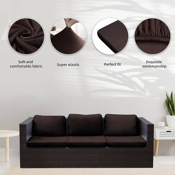 8Pcs Stretch Velvet Patio Cushion Cover, - Image 3