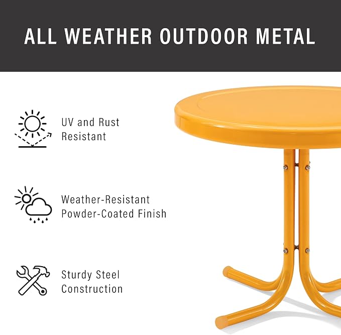 Crosley Furniture Griffith Weather Resistant Retro Metal Outdoor Side Table - Image 5
