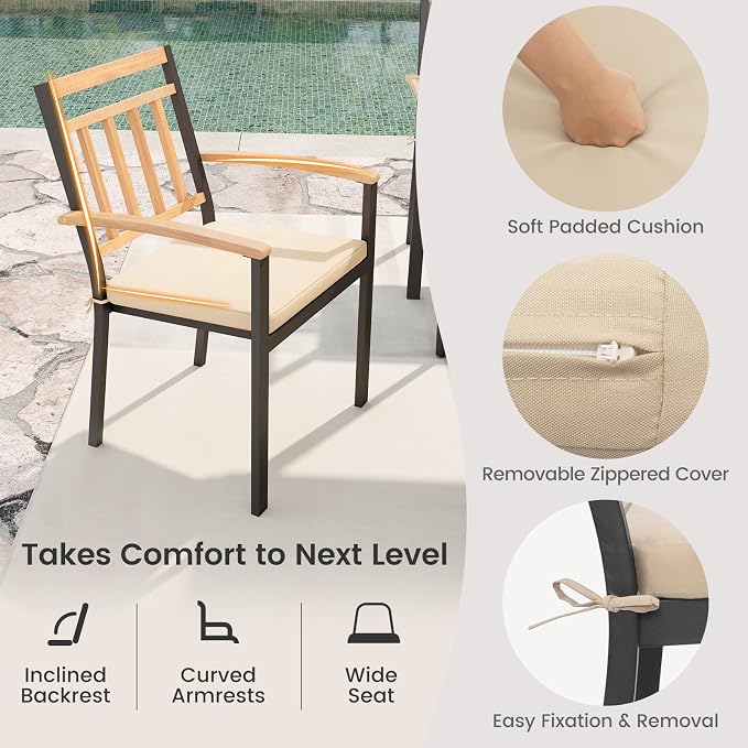 Tangkula 9 Piece Patio Dining Set, Outdoor Dining Furniture Set w/Rectangular - Image 6
