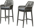 PURPLE LEAF Outdoor Wicker 29" Bar Stools Set of 2, Boho Patio Bar Height Chair by PURPLELEAF