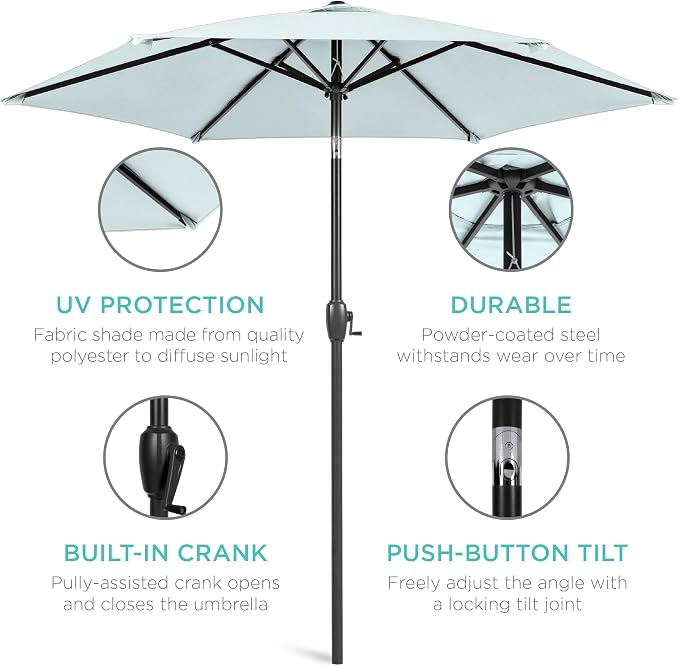 Best Choice Products 7.5ft Heavy-Duty Round Outdoor Market Table Patio Umbrella - Image 5