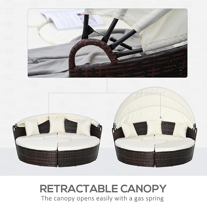 Outsunny 4-Piece Round Convertible Daybed - Image 7