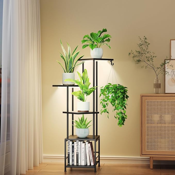 Plant Stand Indoor with Grow Light, 5-Tiered Tall Plant Stand Indoor, Metal by Homsorout