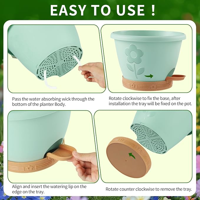 Plant Pots, Flower Pots for Indoor/Outdoor Plants, Self Watering Plastic - Image 5
