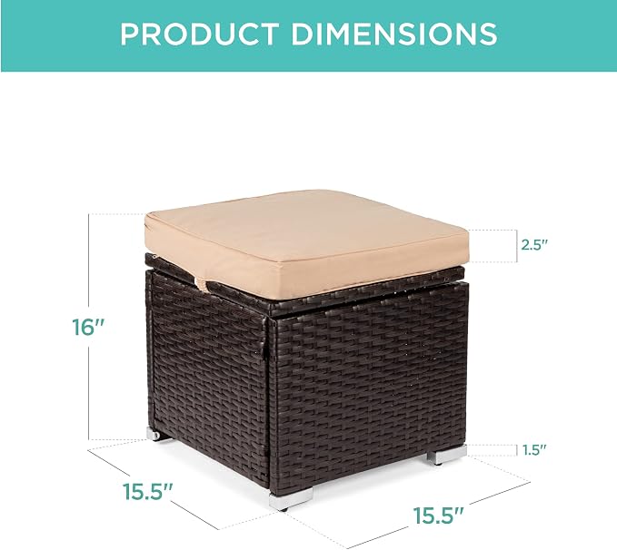 Best Choice Products Set of 2 Wicker Ottomans, Additional Seating, Side Table - Image 3