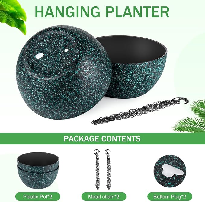 10 inch Hanging Planters for Indoor Plants, 2 Pack Planters for Outdoor Plants - Image 3