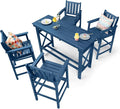 5-Piece HDPE Patio Bar Set, Rectangular Bar Height Table and 4 Adirondack Bar by SeeHill