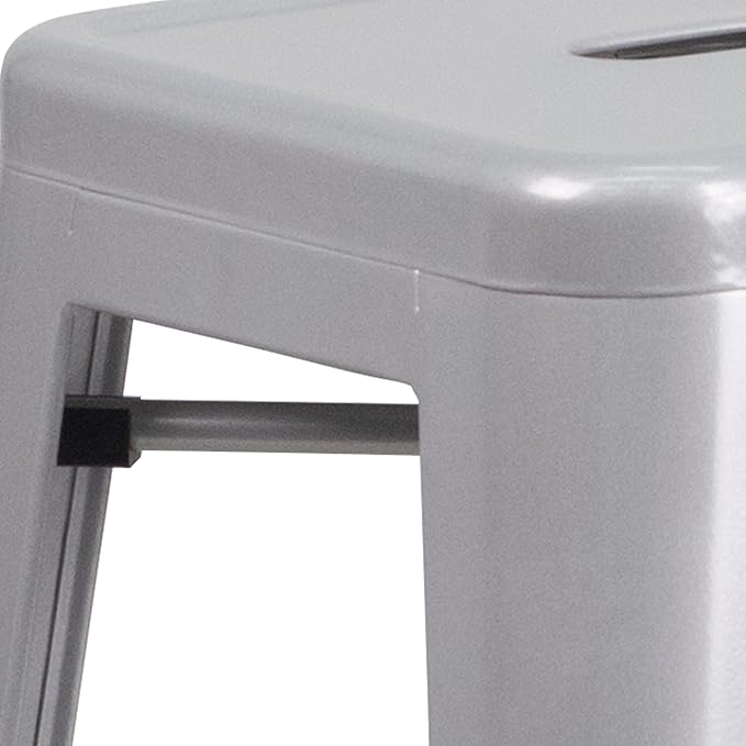 Flash Furniture Commercial Grade 30" High Backless Silver Metal Indoor-Outdoor - Image 5
