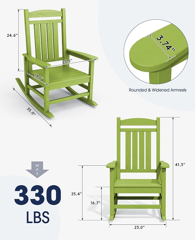 KINGYES HDPE Rocking Chairs Outdoor, Patio Rocking Chairs - Image 3