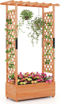 Giantex Raised Garden Bed with Trellis & Hanging Roof, Wood Planter Box with by Giantex
