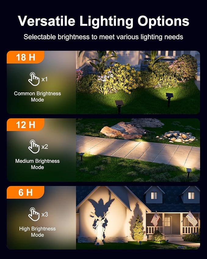 6 Pack Solar Power Spot Lights Outdoor Waterproof LED Dusk to Dawn Landscape - Image 3