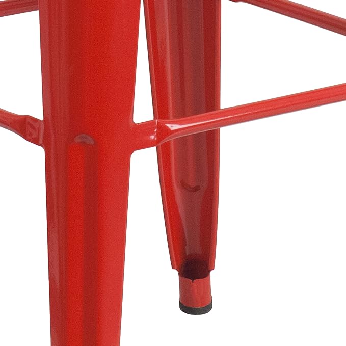 Flash Furniture Commercial Grade 30" High Backless Red Metal Indoor-Outdoor - Image 8