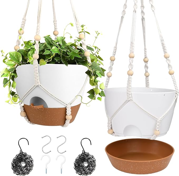 Hanging Planters for Indoor Outdoor Plants, 2 Pack Self Watering Hanging Pot by Vanslogreen