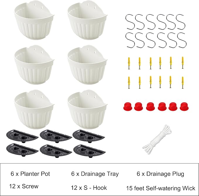 ORIMERC 6 Pcs Plastic Large Wall Plant Pots Vertical Garden Living Wall Mounted - Image 3