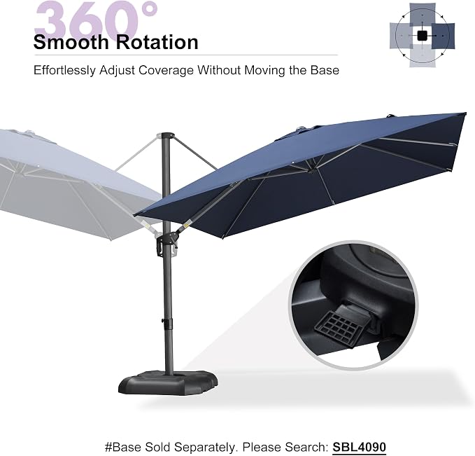PURPLE LEAF 10 Feet Patio Umbrella Outdoor Cantilever Square Umbrella Aluminum - Image 8