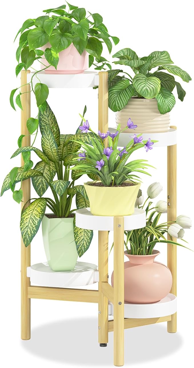 iDavosic.ly 5 Tier Bamboo Plant Stand Indoor Outdoor by iDavosicly