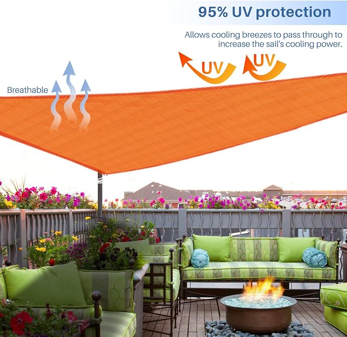 E&K Sunrise 17' x 17' x 17' Sun Shade Sail Triangle Canopy Shade Cover UV Block - Image 5