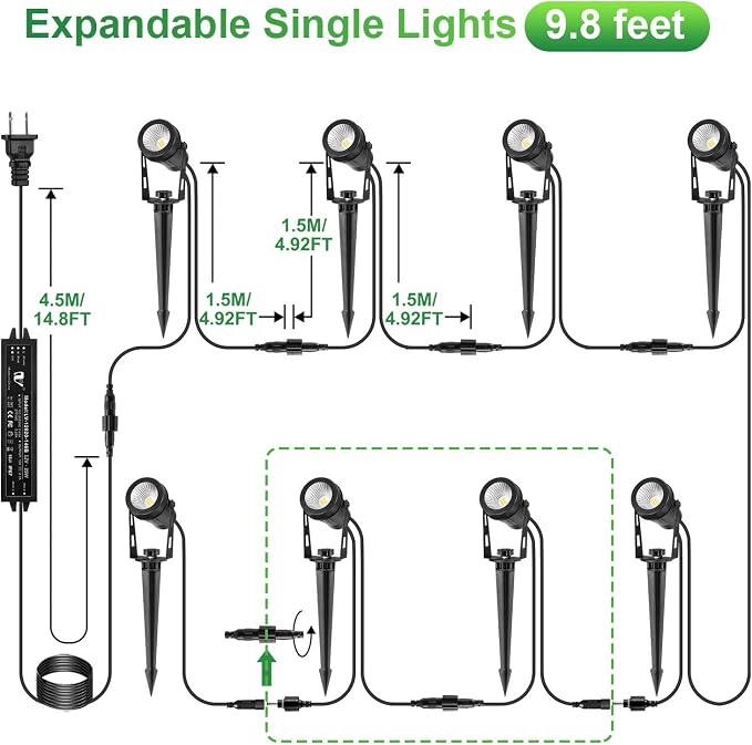2 Pack Extendable Outdoor Landscape Lights, 12V Low Voltage Landscape Lighting - Image 4