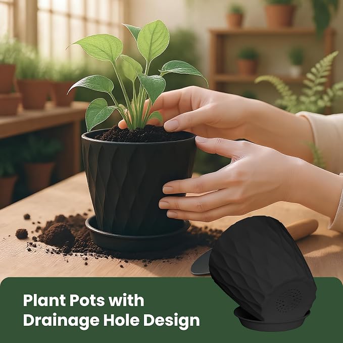 7/6.5/6/5.5/5/4.5/4 inch Plastic Plant Pots, 7 Pack Flower Planter - Image 3