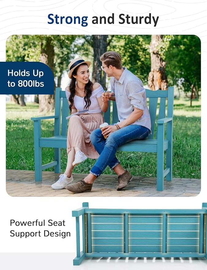 Outdoor Bench Weatherproof, 2-Person Garden Benches - Image 4