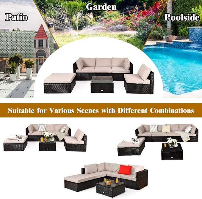 Tangkula 6 Piece Patio Furniture Set, Outdoor Deck Lawn Backyard Durable Steel - Image 6