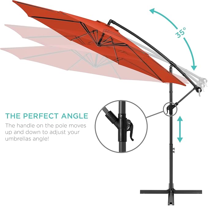 Best Choice Products 10ft Offset Cantilever Hanging Market Patio Umbrella - Image 4