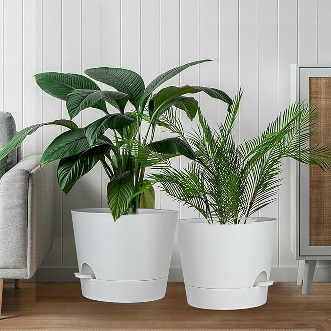 12inch Large Self Watering Plant Pot, Plastic Cylinder Planter - Image 3