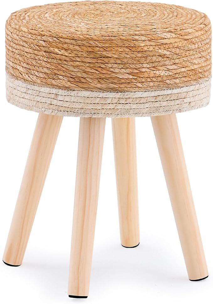 Handwoven Outdoor Ottoman, Water Hyacinth Pouf Round Patio Footstool by LGENHOOMHandwovenNaturalWaterHyacinthBasket